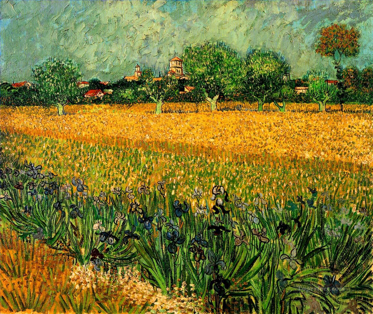View of Arles with Irises in the Foreground Vincent van Gogh Oil Paintings